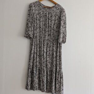 A New Day Cream and Black Polka Dot Midi Dress Size XXL